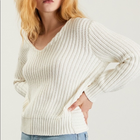 NWOT LA HEARTS / PACSUN Twist Ribbed Knit Chunky Cropped Sweater Camel M - Picture 5 of 8